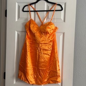 Wild Fable Tangerine Satin Dress